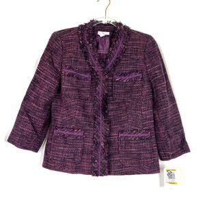 Charter Club | Purple Twill Button Front Suit Jacket Blazer NWT Womens Medium